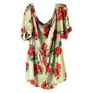 Hint Of Blush New  Women's Off shoulder Floral Striped Romper Plus Size 3X